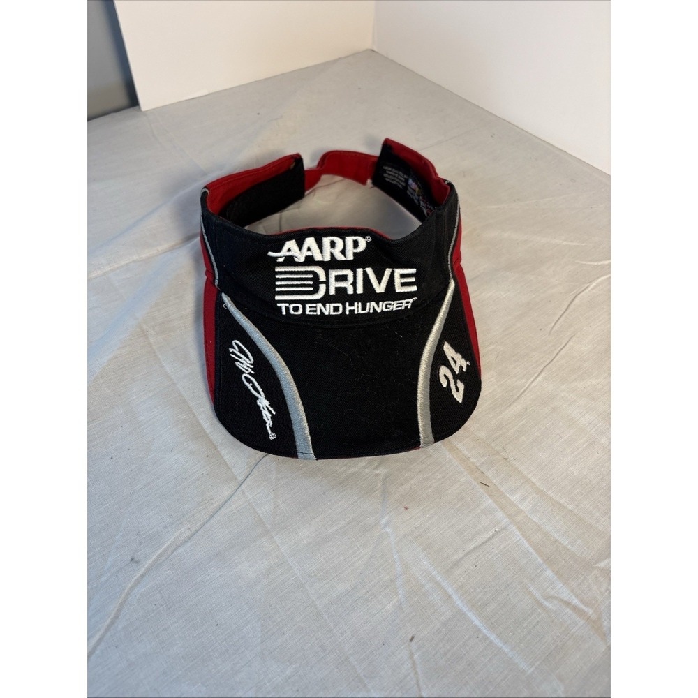 Jeff Gordon Hat Cap Strap Back Visor Black Red Nascar Outdoors Racing